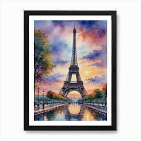 Eiffel Tower At Sunset 3 Art Print