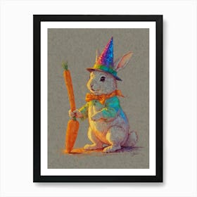 Rabbit In A Hat 4 Art Print
