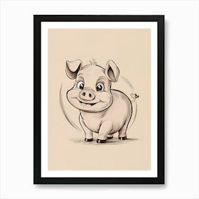 Pig Drawing Art Print