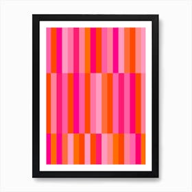 Pink And Orange Stripes Abstract Geometric Art Print