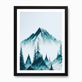 Mountain And Forest In Minimalist Watercolor Vertical Composition 72 Art Print