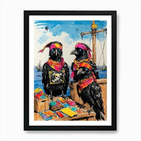 Crows On A Ship Art Print