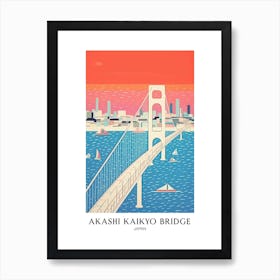 Akashi Kaikyo Bridge Japan Colourful 4 Travel Poster Art Print