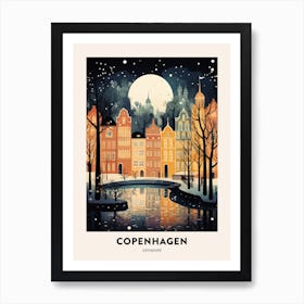 Winter Night  Travel Poster Copenhagen Denmark 2 Póster