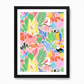 Tropical Birds Pattern Art Print