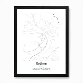 Rethen,Germany Minimalist Map Art Print