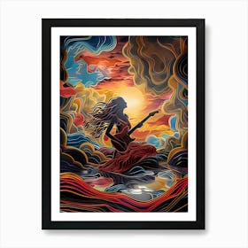 Woman with guitar, "Freeing Your Self" Art Print