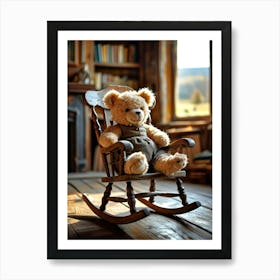 Teddy Bear In Rocking Chair Art Print