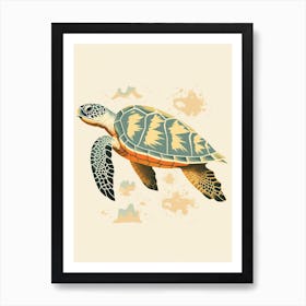 Beige Geometric Abstract Turtle Art Print