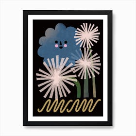 Happy Cloud And Dandelions Art Print