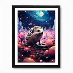 Hedgehog In The Moonlight Art Print