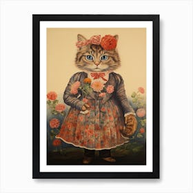 Fancy Cat With A Dress, Louis Wain Art Print
