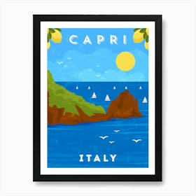 Capri, Italy — Retro travel minimalist art poster 1 Art Print