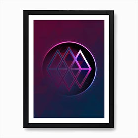 Geometric Neon Glyph on Jewel Tone Triangle Pattern 297 Art Print