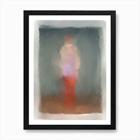 LADY GIGI -Woman in pink with red legs, silhouette, runway, couture, fashion illustration ,  Impressionist, Impressionism, Abstract Wall Art  Art Print