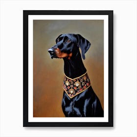 Black And Tan 2 Coonhound Renaissance Portrait Oil Painting Art Print