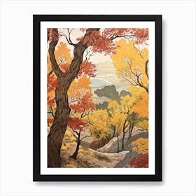 White Poplar 1 Vintage Autumn Tree Print  Art Print