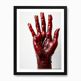 Creepy Textured Bloody Handprint Detailed With High Contrast Shadows Implying A Three Dimensional Art Print