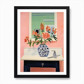 Bathroom Vanity Painting With A Snapdragon Bouquet 2 Art Print