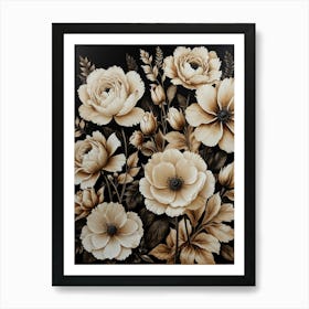 Black And White Flowers 4 Art Print