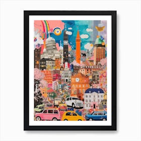 Copenhagen   Retro Collage Style 4 Art Print