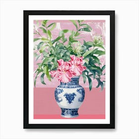 Pink Chinoiserie Flowers in Vase Maximalist Grandmillennial Artwork Art Print