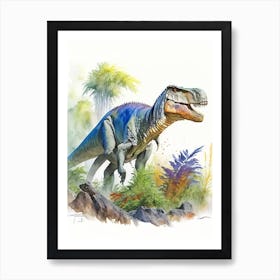 Carcharodontosaurus Watercolour Dinosaur Art Print