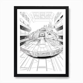 The Millennium Falcon (Star Wars) Fantasy Inspired Line Art 1 Art Print