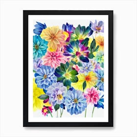 Dahlia Modern Colourful Flower Art Print