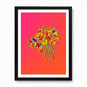 Neon Bear Oak Botanical in Hot Pink and Electric Blue n.0213 Art Print