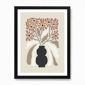 Neutral Retro Flower Print 2 Art Print