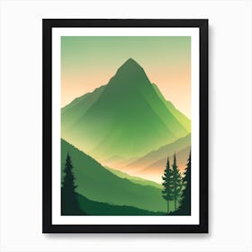 Misty Mountains Vertical Composition In Green Tone 2 Art Print