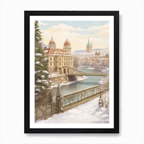 Vintage Winter Illustration Budapest Hungary 6 Art Print