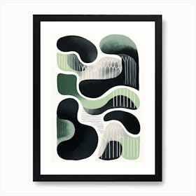 Minimalism Abstract Print, green and black Art Print