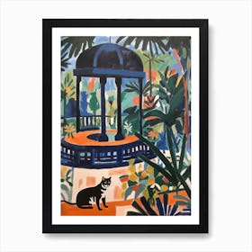 Painting Of A Cat In Central Park Conservatory Garden, Usa In The Style Of Matisse 02 Art Print