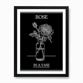 Rose In A Vase Line Drawing 2 Poster Inverted Art Print