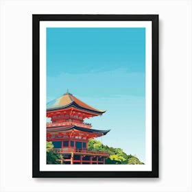 Kiyomizu Dera Temple Kyoto 4 Colourful Illustration Art Print
