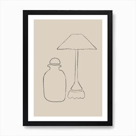 Lamp And Vase Line Drawing Art Print