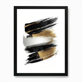 Gold And Black Brush Strokes 26 Art Print