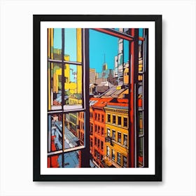Window View Of Moscow Russia In The Style Of Pop Art 2 Art Print