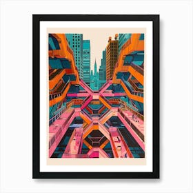 The Vessel New York Colourful Silkscreen Illustration 1 Art Print