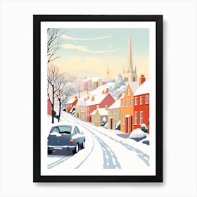 Vintage Winter Travel Illustration Cornwall United Kingdom 4 Art Print