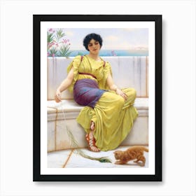 Idleness by John William Godward ~ Neoclassical art prints, Vintage painting designs, Classical woman artwork, Elegant marble bench art, Antique-inspired wall art, Godward feminine beauty, Tranquil classical aesthetic, Victorian-era painting decor, Redbubble fine art prints, Serene woman illustration, Timeless beauty poster, Flowing gown painting, Romantic classical artwork, Historical art-inspired gifts Art Print