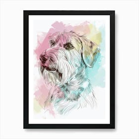 Spinone Dog Line Watercolour Illustration Art Print