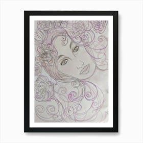 Woman With Flowers Art Print