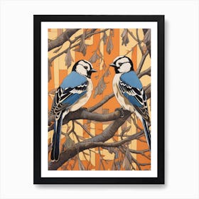 Art Nouveau Birds Poster Blue Jay 1 Art Print