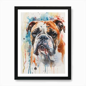 Bulldog Watercolor Painting 4 Art Print