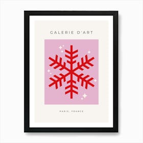 Christmas Snowflake Pink And Red Affiche