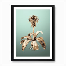 Gold Botanical Eucomis Regia on Mint Green n.3619 Art Print