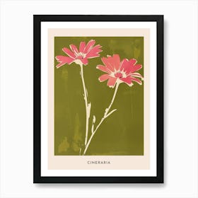 Pink & Green Cineraria 1 Flower Poster Art Print